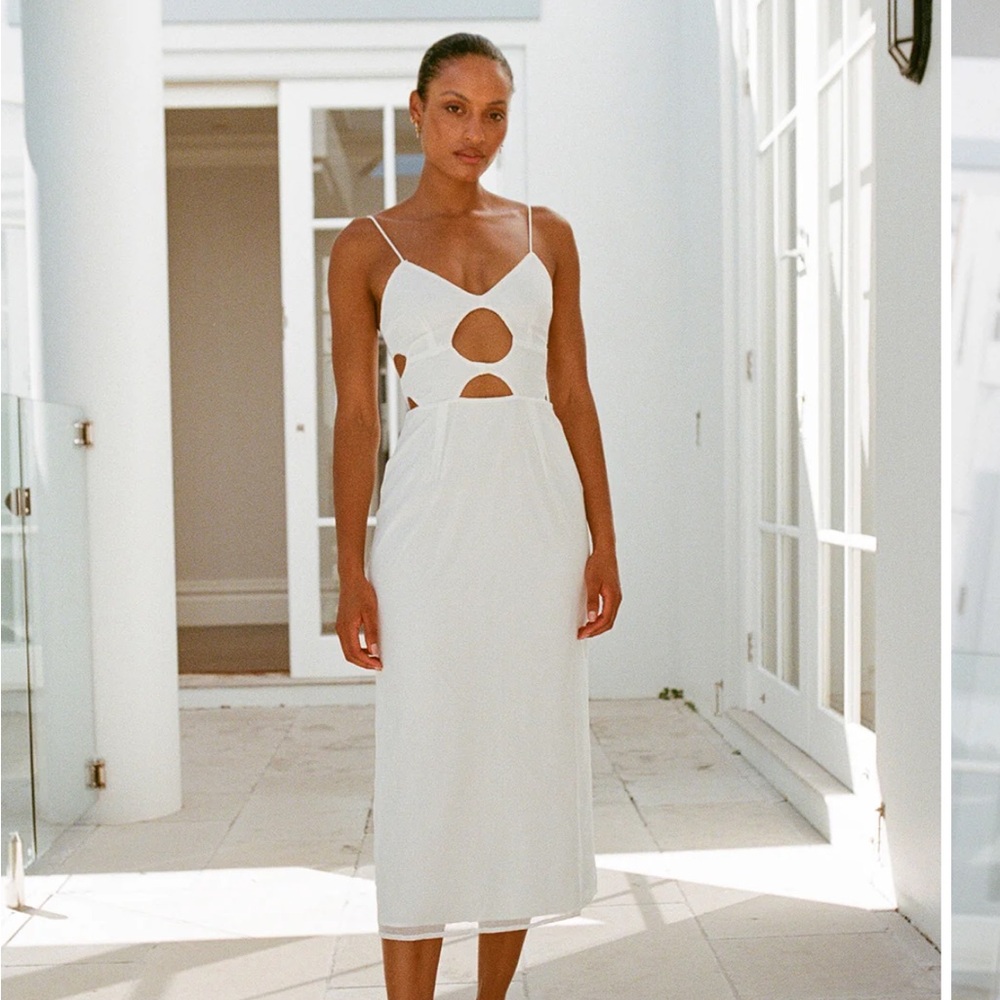 Sabo Skirt Callister Midi Dress in White